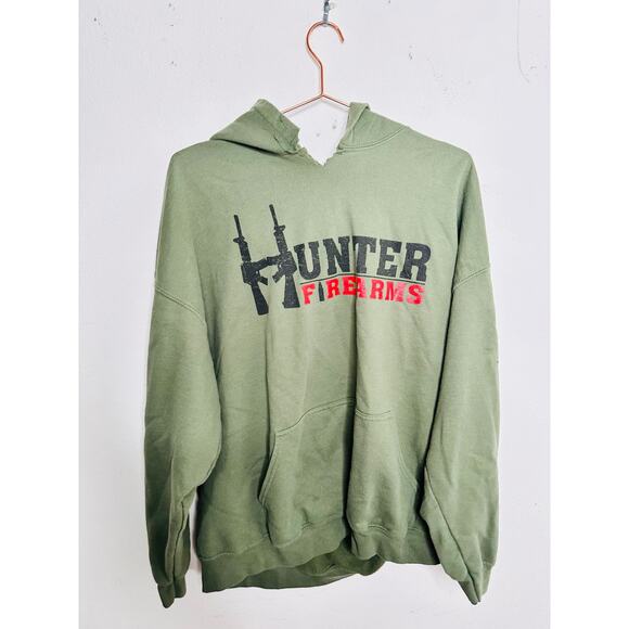 GRUNT STYLE Green Hunter Firearms logo Army Military Green Hoodie Mens sz XXL - Picture 3 of 11
